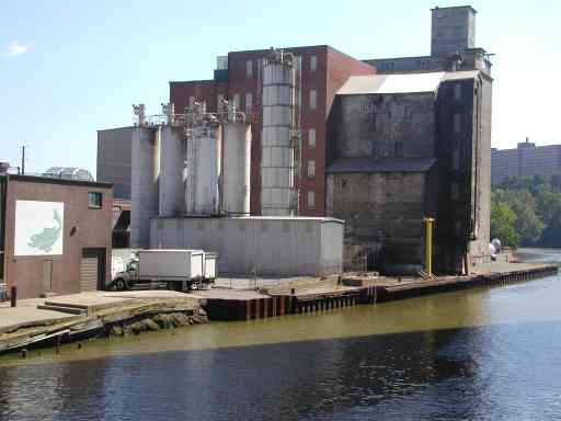 Merwin Ave. buildings from Center St. Bridge - Cleveland, Ohio - August 31, 2008