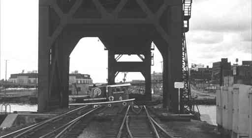 The Bridge - Cuyahoga River at Lake Erie - May 1961<br><i>(Cleveland Municipal Stadium at left)</i>